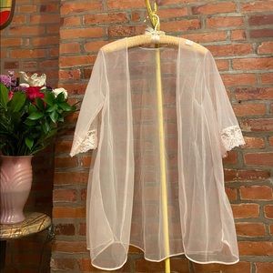 Vintage lingerie sheer robe intricate lace detail